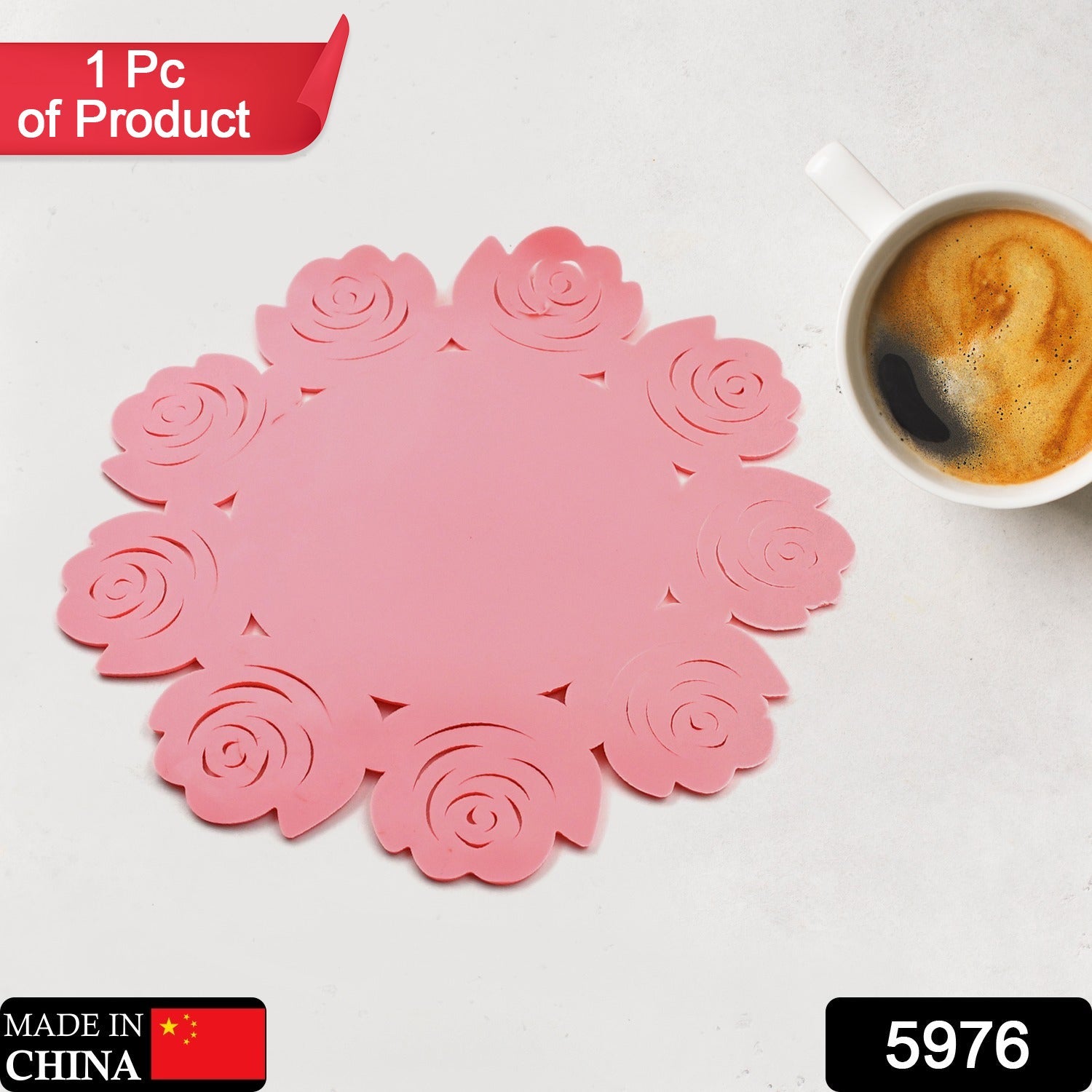 5976 Kitchen Gadget Accessories Plate Cup Mat Rose, Simple Circular Coasters for Kitchen Cafe Restaurant, Placemats for Dining Table, Coasters, Tabletop Protection, Anti-Scald Easy to clean (1 Pc) 5976 Kitchen Gadget Accessories Plate Cup Mat Rose, Simple Circular Coasters for Kitchen Cafe Restaurant, Placemats for Dining Table, Coasters, Tabletop Protection, Anti-Scald Easy to clean (1 Pc)